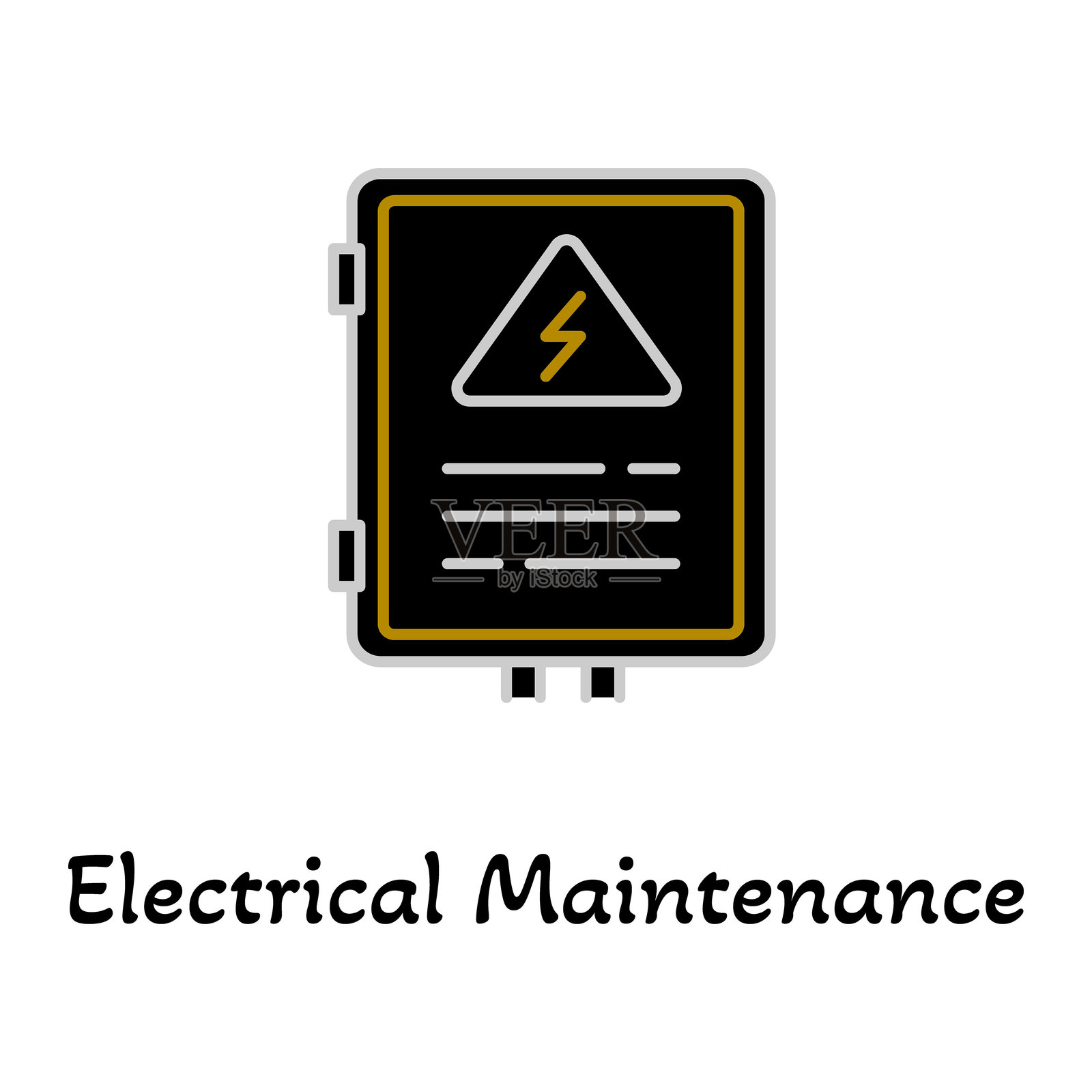 电气维护图标。电路箱、电力系统和安全图标插画图片素材