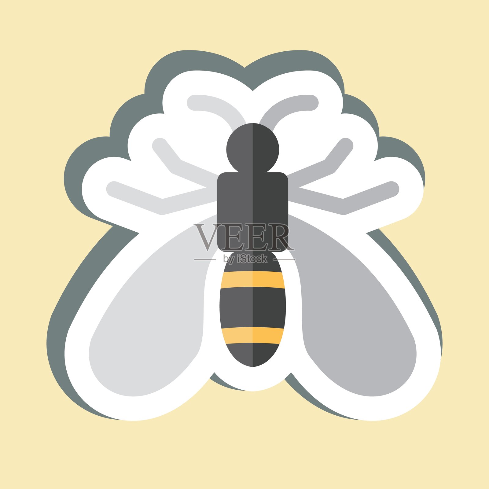 贴纸黄蜂。与昆虫符号相关。设计可编辑。插画图片素材