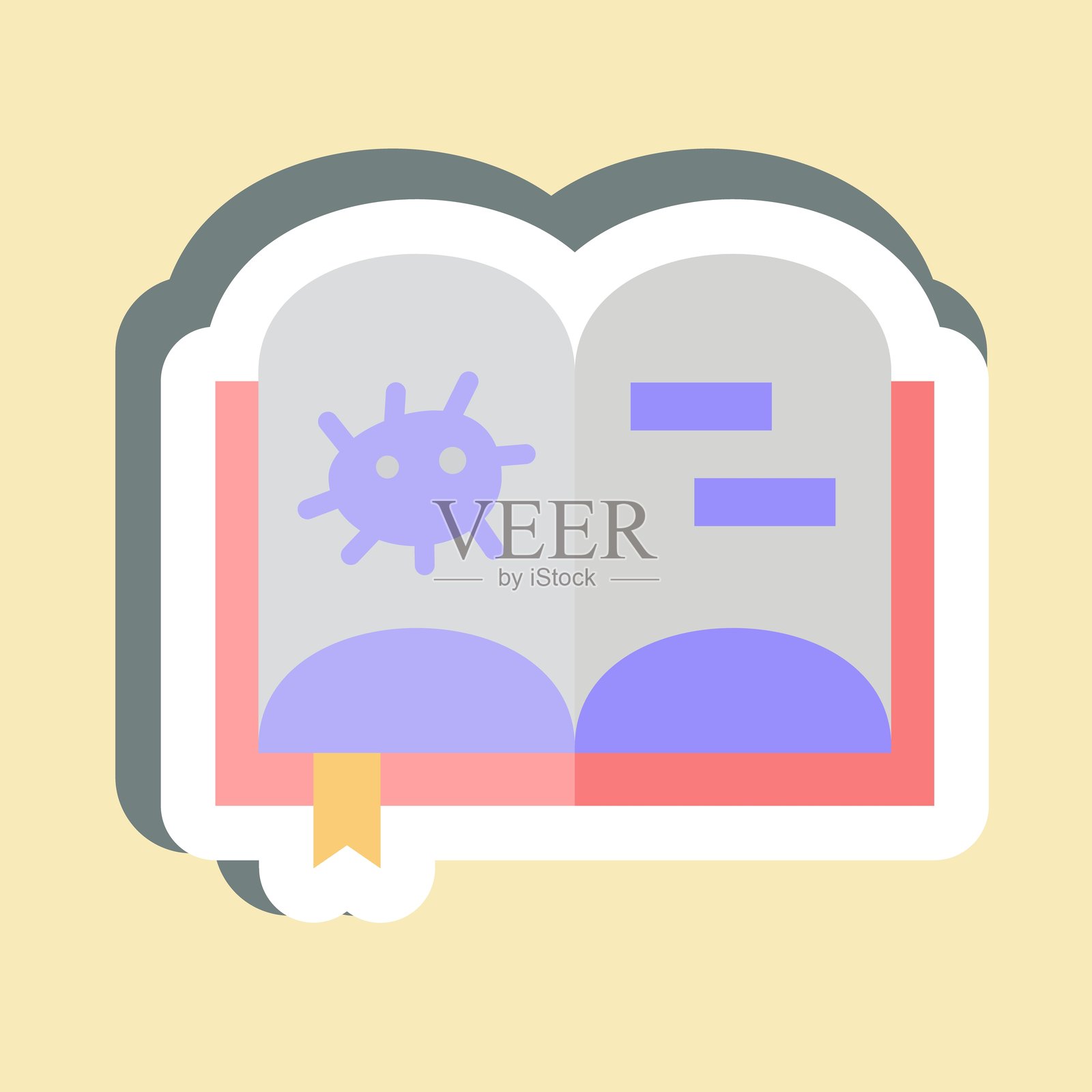 细菌学书籍贴纸，相关于生物工程符号插画图片素材