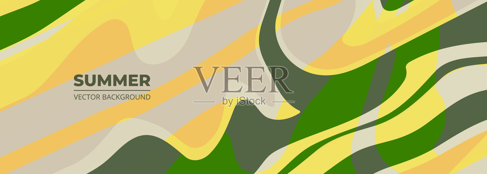 抽象创意夏季背景。极简现代设计横幅模板，带有多彩波浪形状。插画图片素材