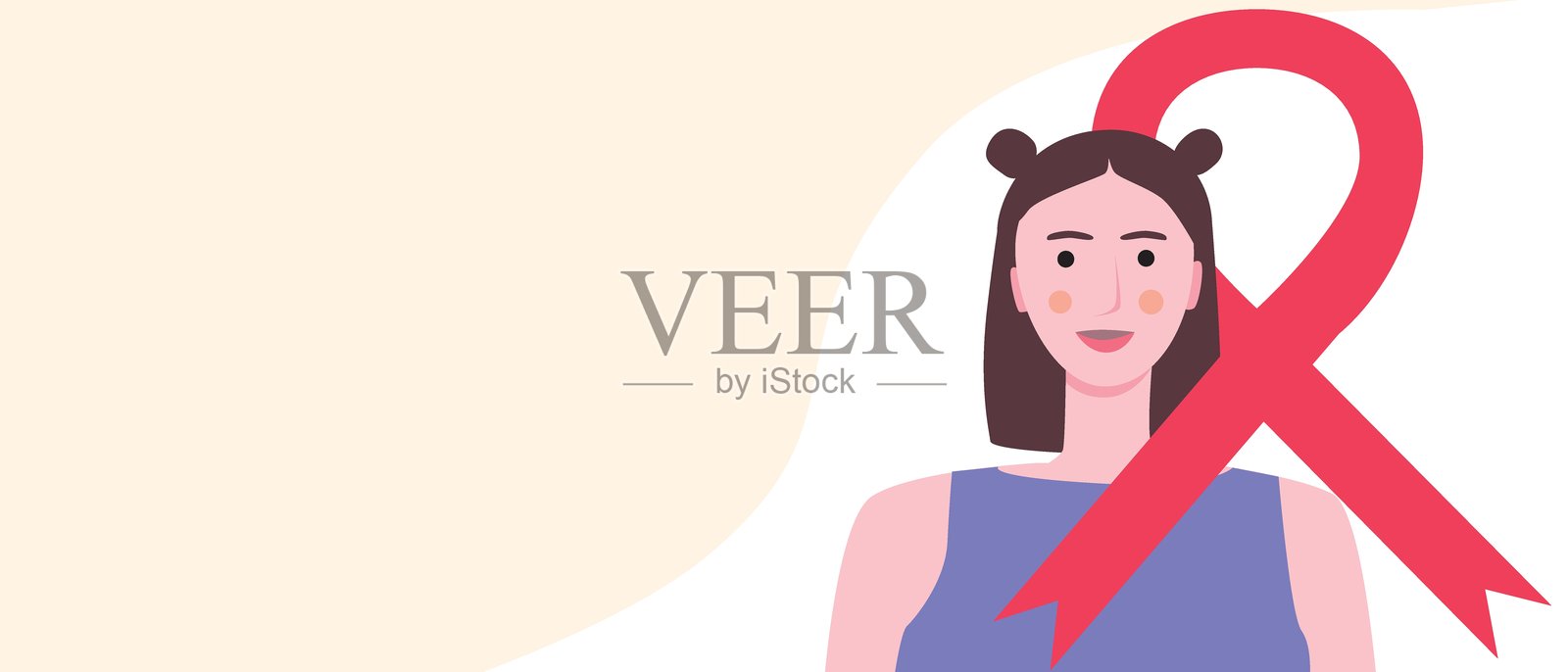 癌症患者的剪影和癌症丝带，剪影矢量插图，包含无法识别的人们，作为模板留有文本或空白空间。插画图片素材