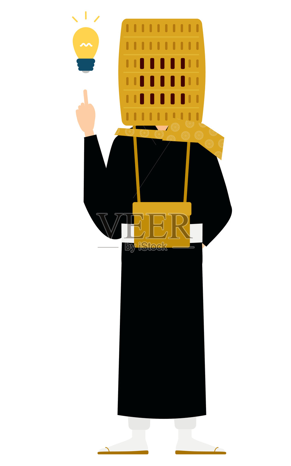 简单的插图，描绘一位佛教僧侣激发灵感的场景插画图片素材