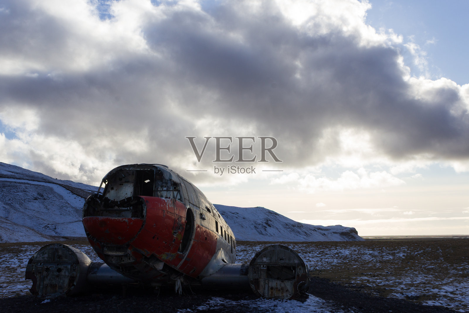 索尔海马桑杜尔飞机残骸，冰岛照片摄影图片