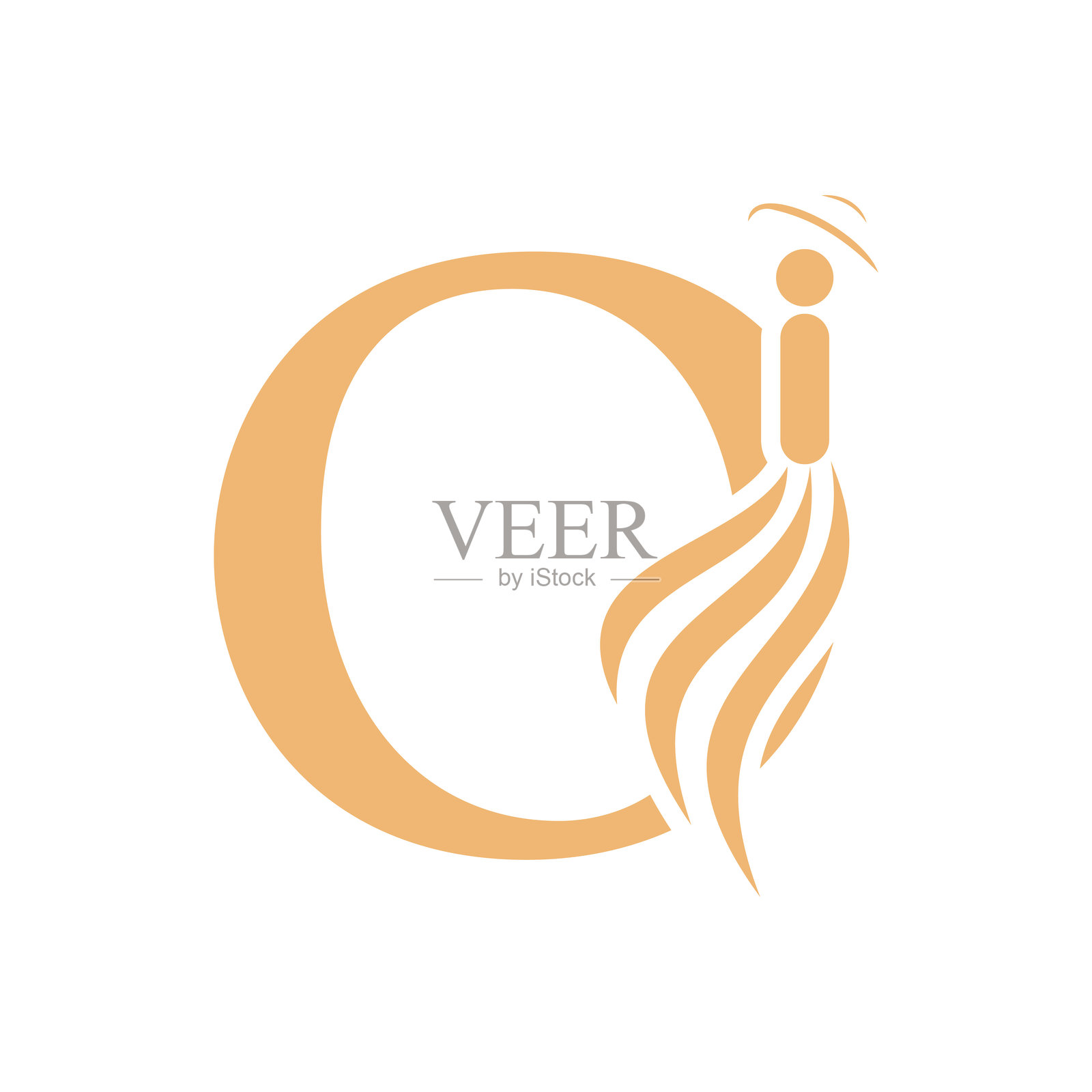 以字母O为概念的美容与时尚logo，带有女性符号的矢量模板插画图片素材