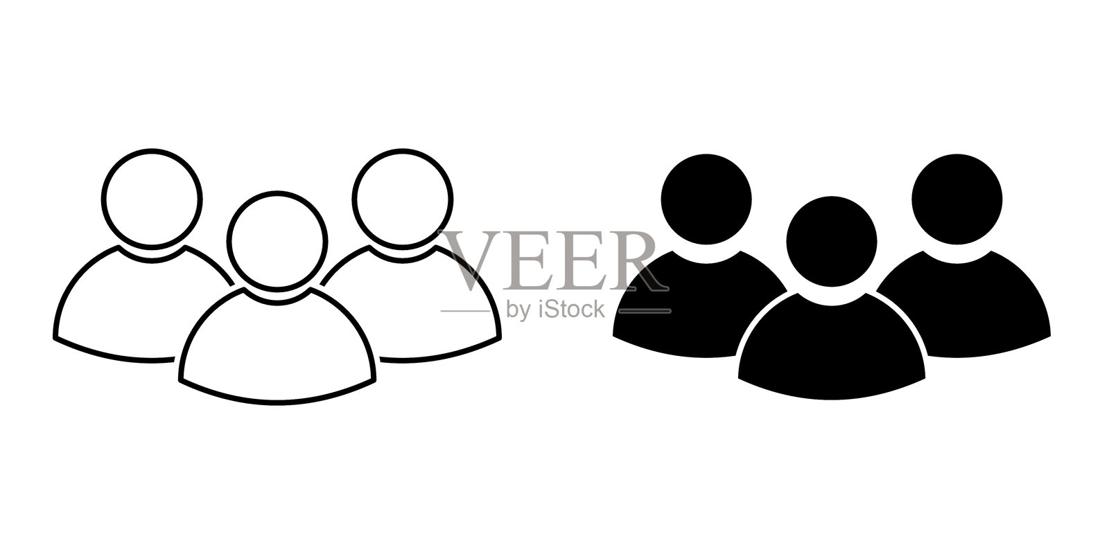 人物，人的，瘦线图标集。插画图片素材