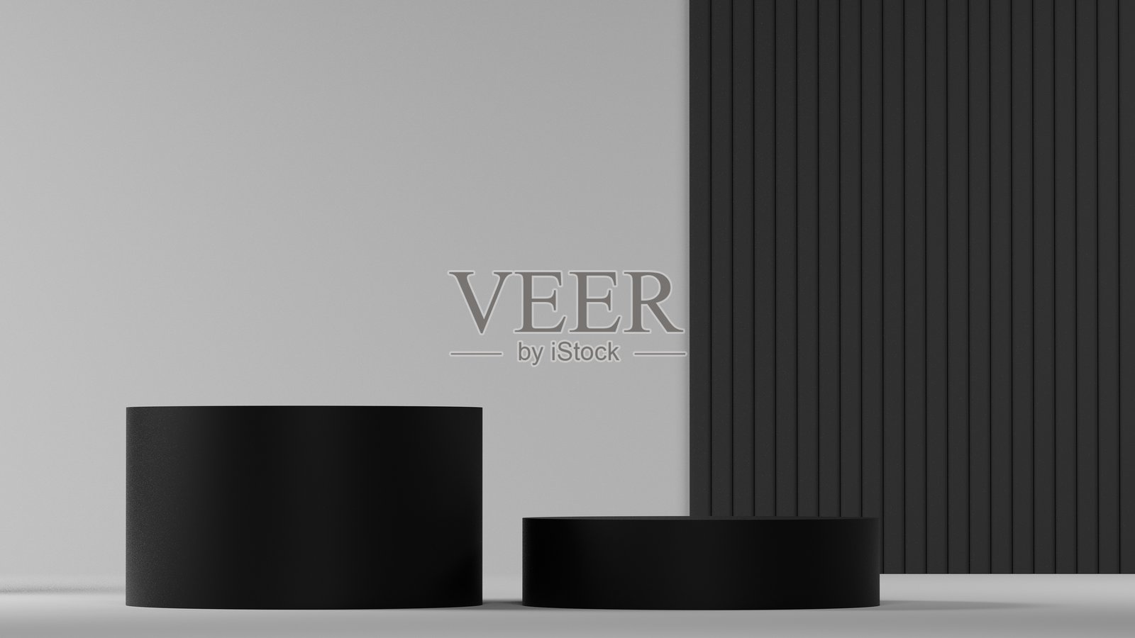 白色背景下的3D极简黑色讲台场景，奢华的空底座用于产品展示。照片摄影图片