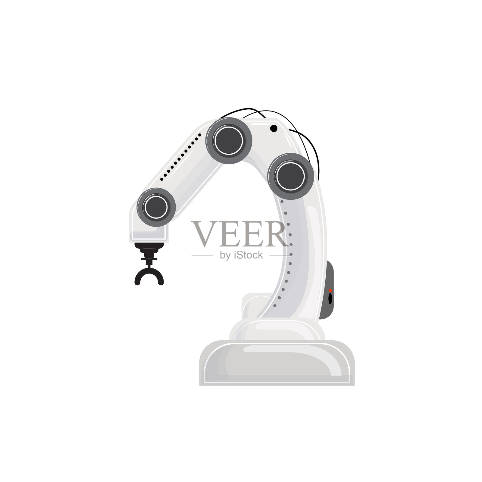 未来派机器人手臂带夹具，孤立的矢量插图，适用于工厂、工程和技术概念。插画图片素材