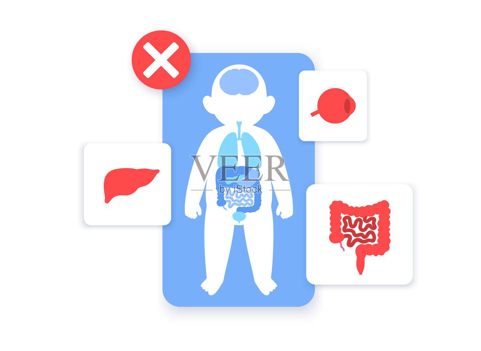 儿童内脏疾病插画图片素材