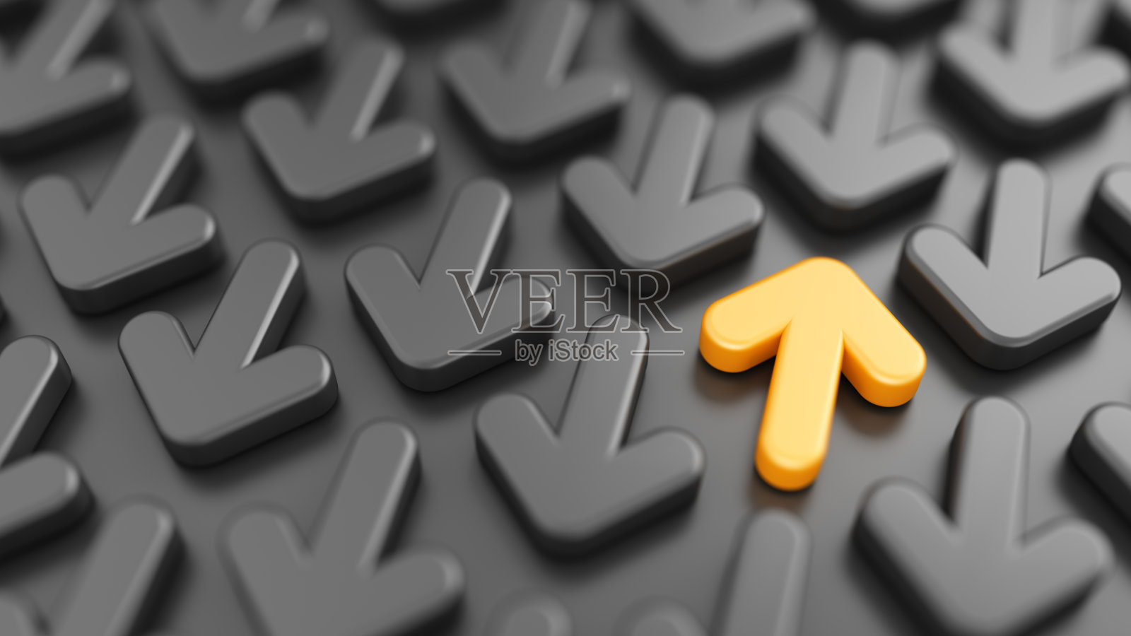 从人群中脱颖而出的概念，配有黄色箭头。照片摄影图片