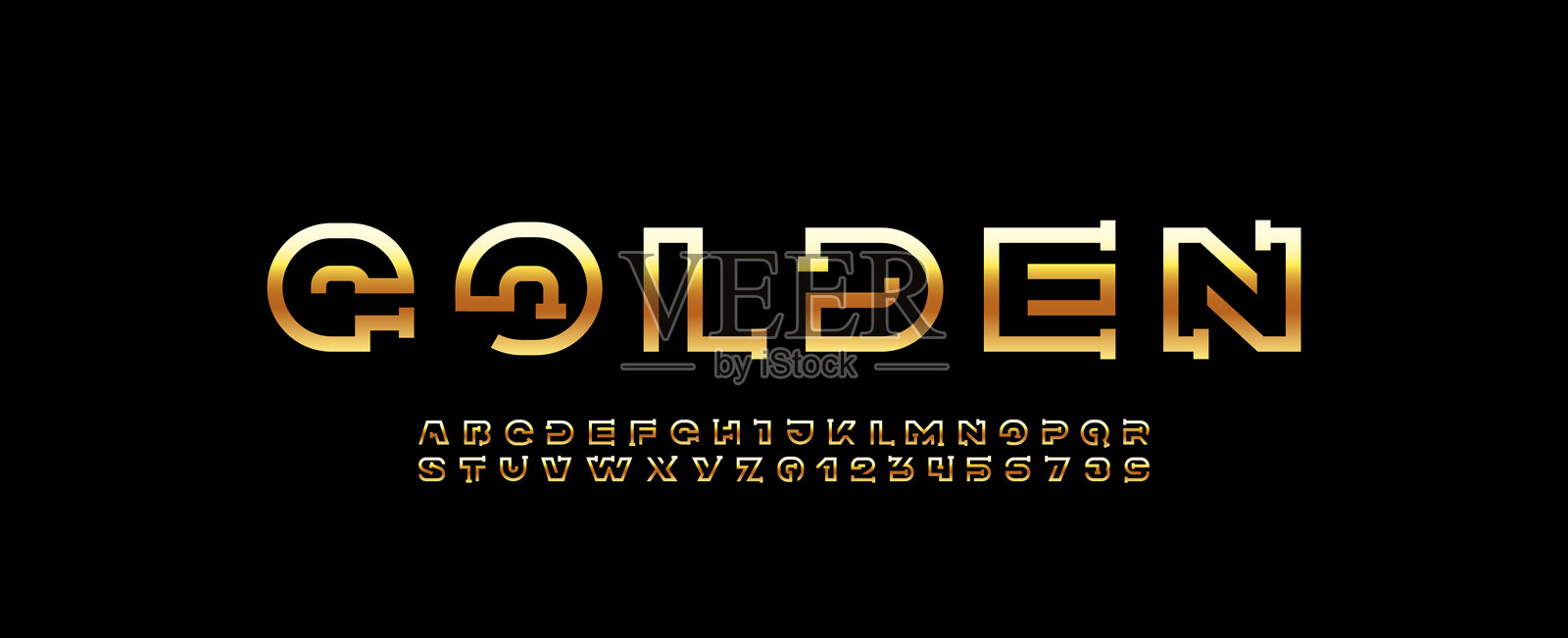 数字化网络时尚金色字母表插画图片素材