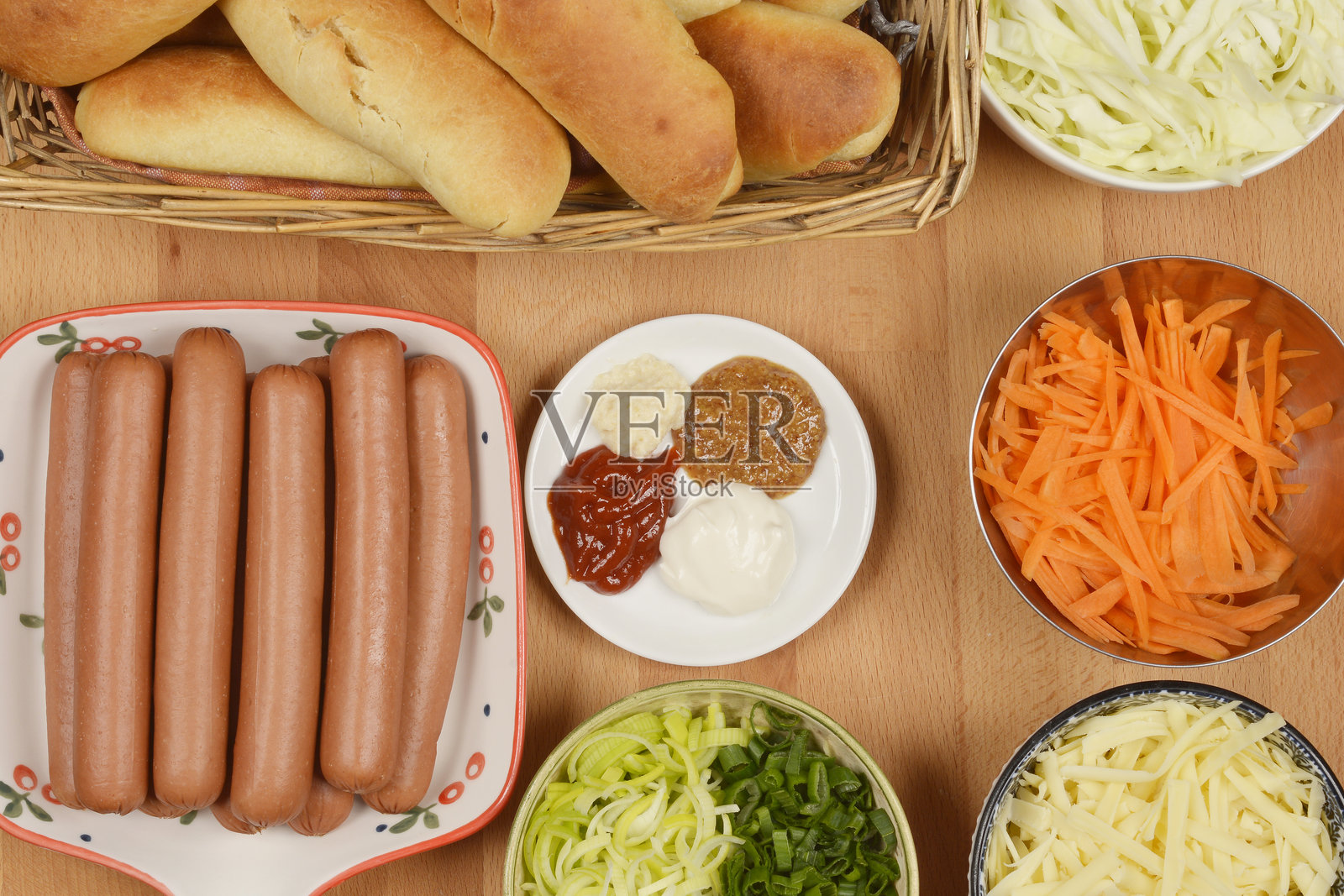 热狗的制作照片摄影图片