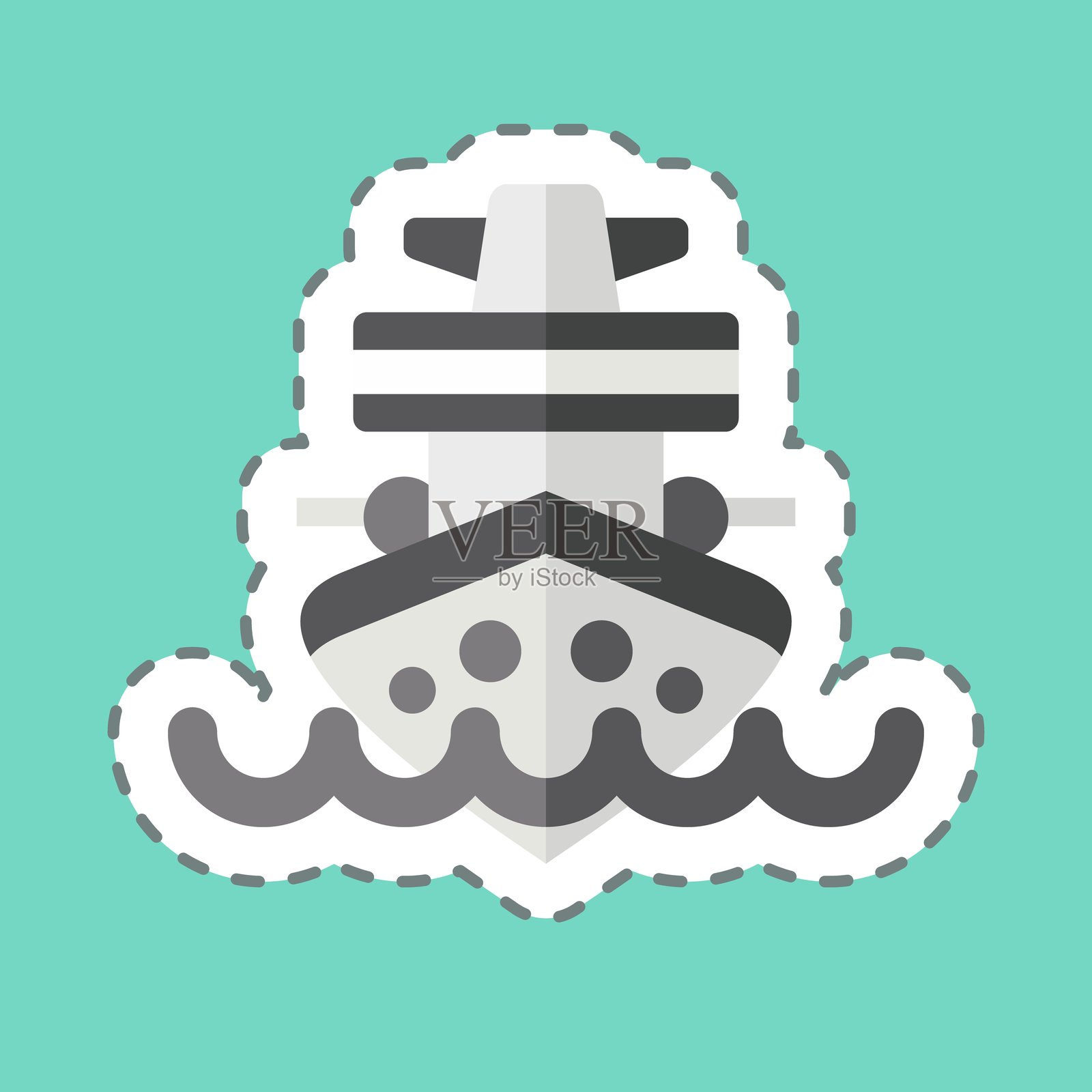 贴纸线条切割巡洋舰，与车辆符号相关，可编辑插画图片素材