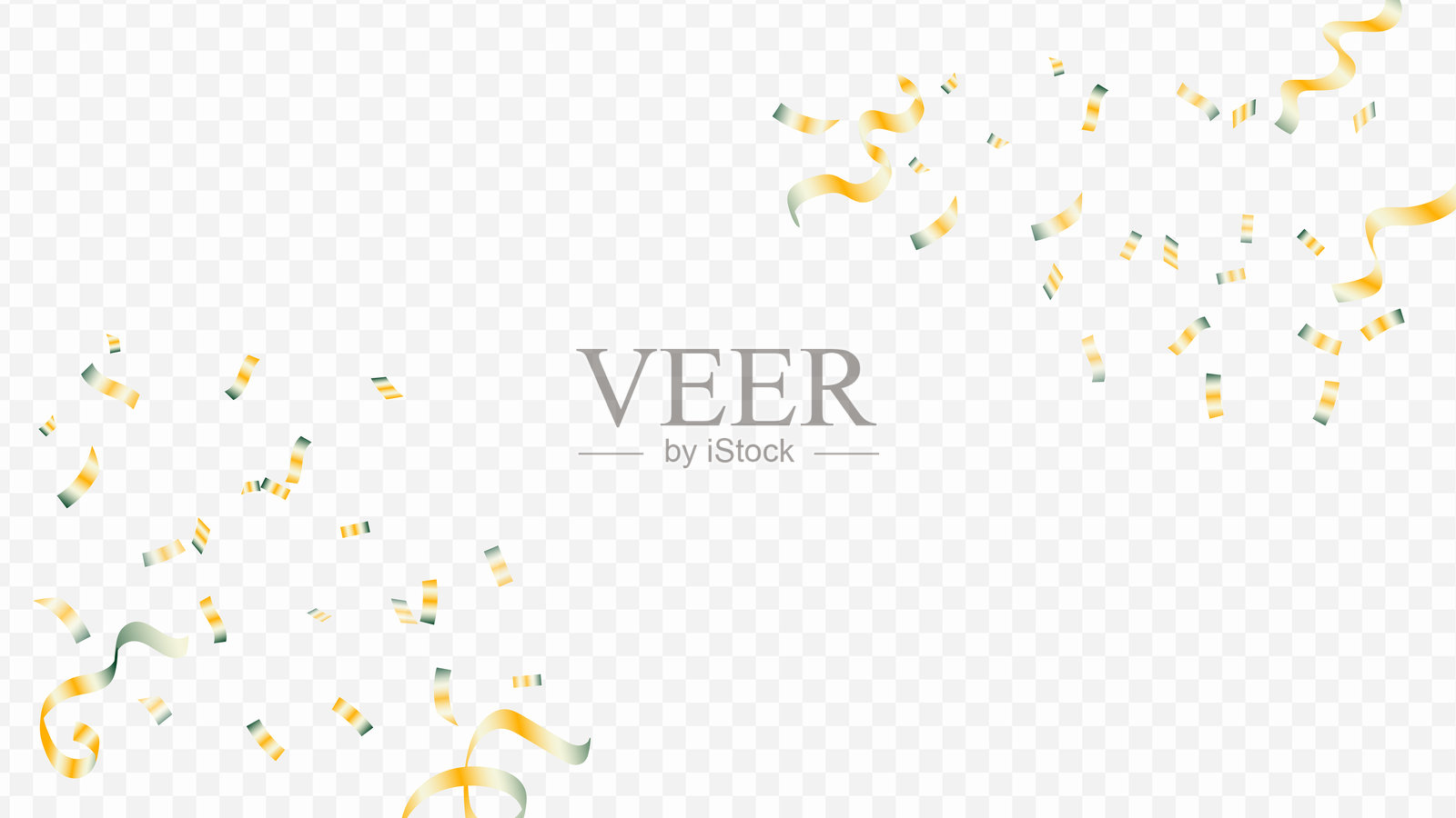 金色彩纸屑在透明背景上飘落插画图片素材