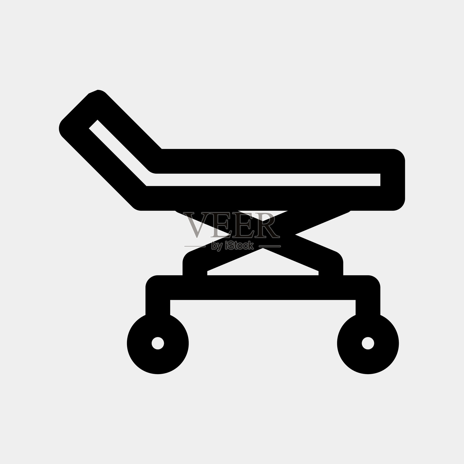 医疗床图标矢量插图，线条风格，适用于网站和移动应用展示插画图片素材