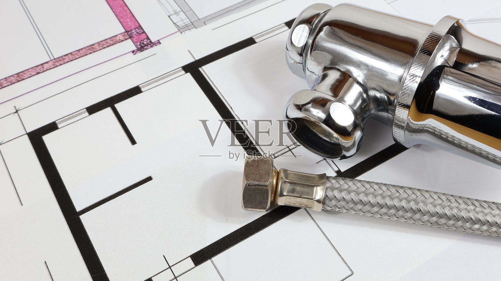 连接管道组件的柔性软管特写镜头照片摄影图片