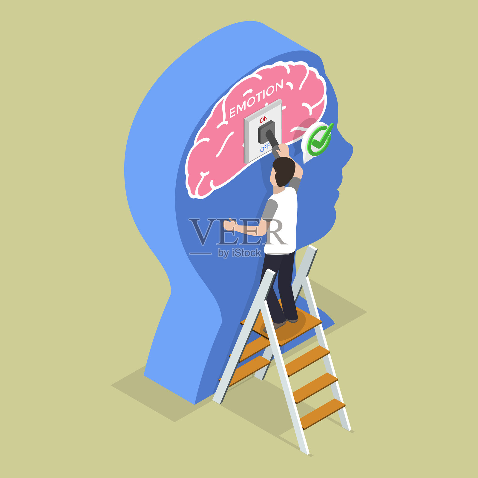 情商的3D等距平面矢量插图插画图片素材