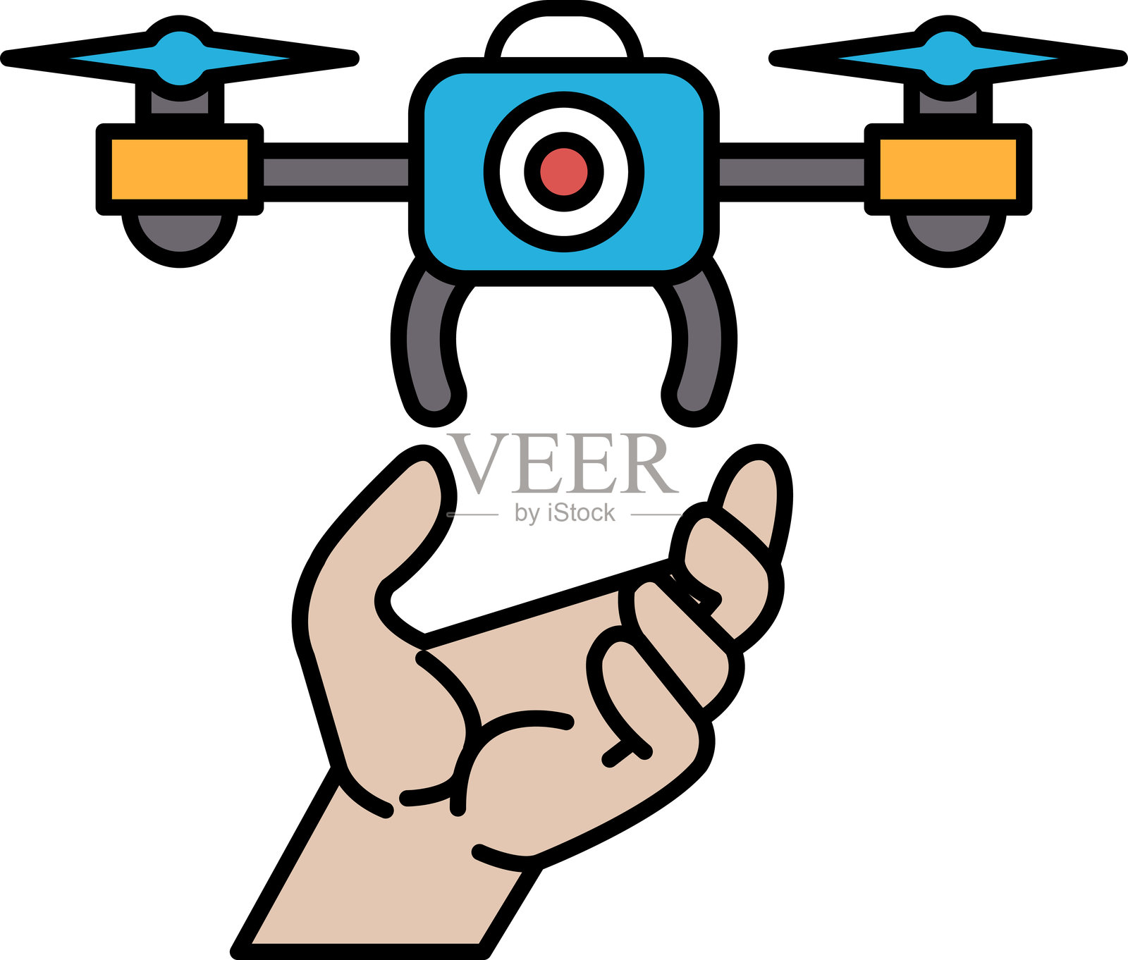 一只手握着无人机插画图片素材