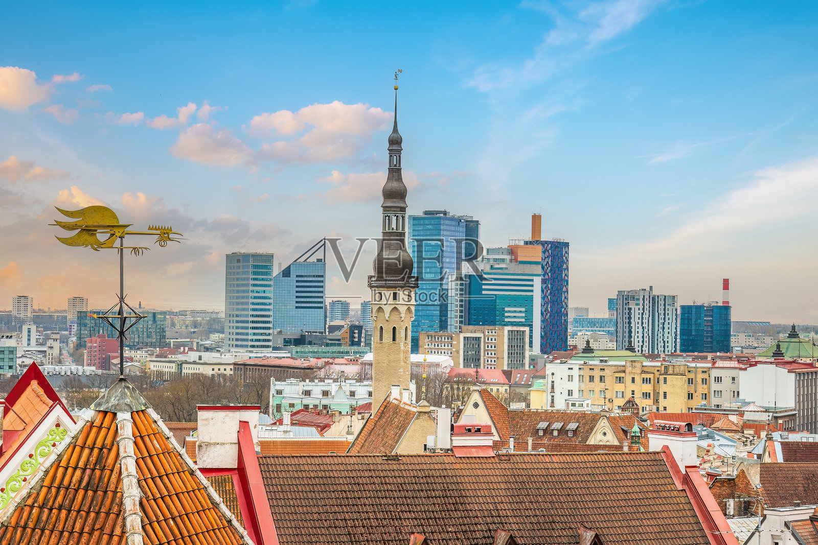 老城塔林城市天际线，爱沙尼亚城市风光照片摄影图片