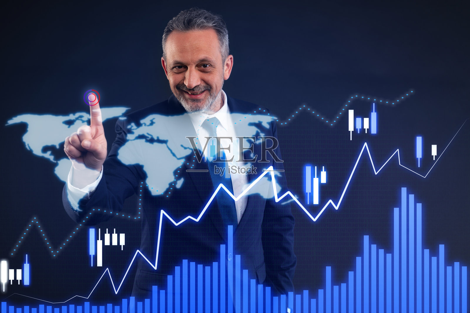 商人分析全球股市趋势照片摄影图片