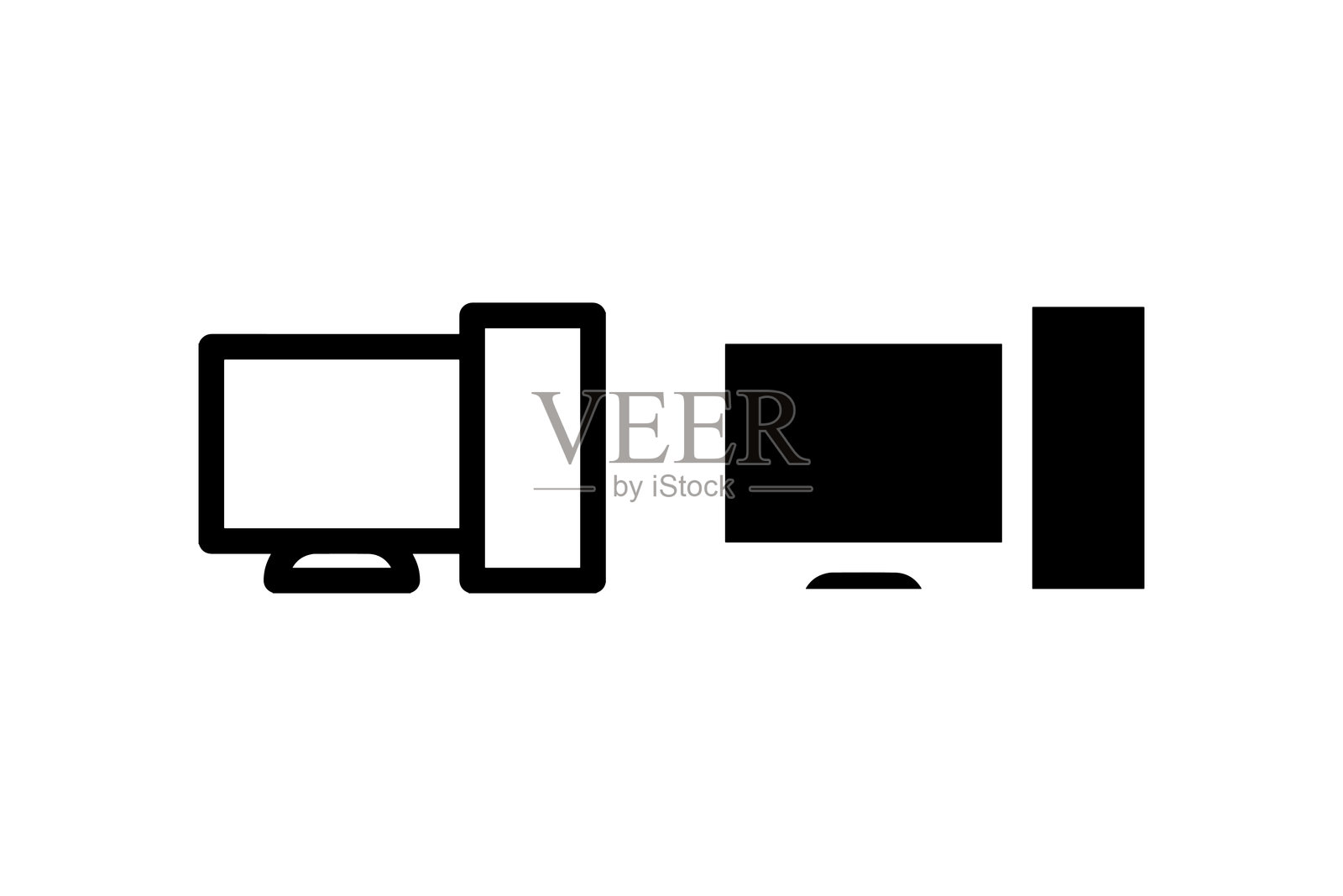 桌面电脑图标比较矢量图插画图片素材