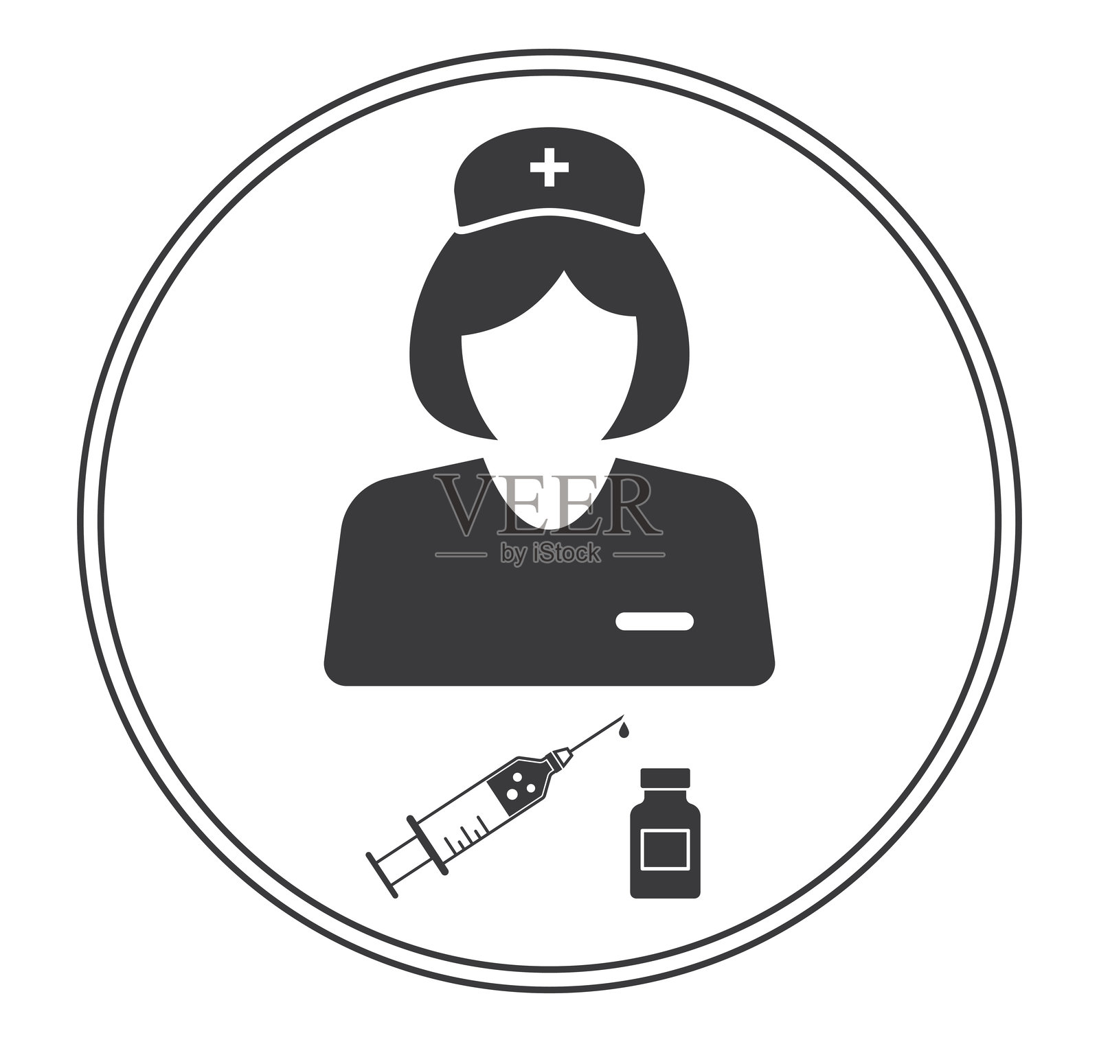 护士与注射器图标插画图片素材