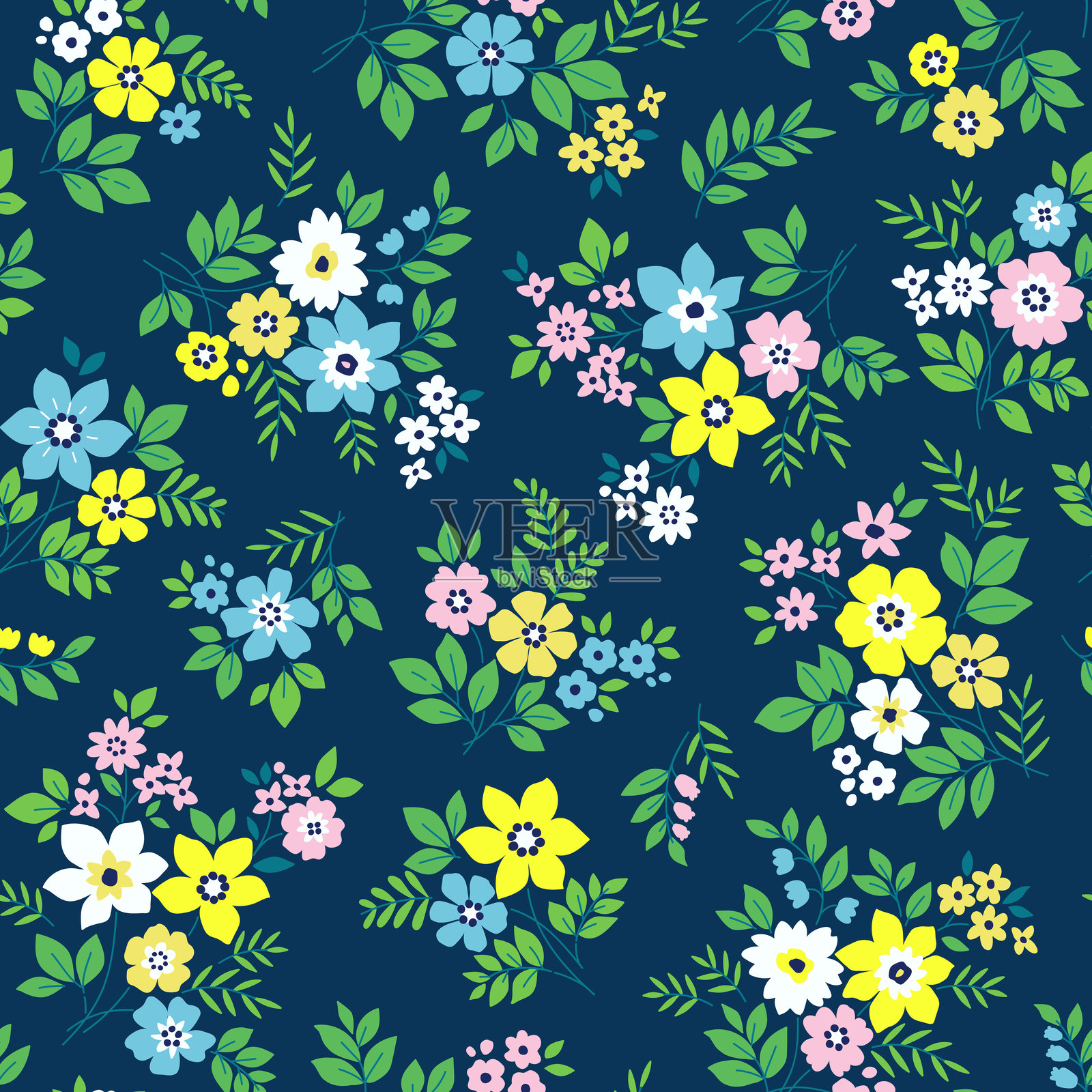 无缝的小花卉图案。带有小花的花卉图案插画图片素材