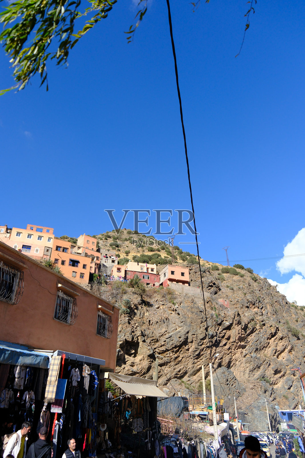 摩洛哥阿特拉斯山脉地区的乌里卡谷和色彩斑斓的塞提法德玛村庄照片摄影图片