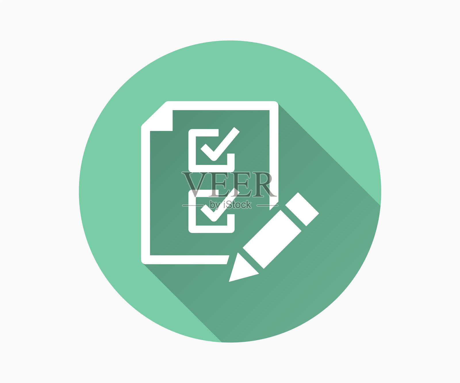 带长阴影的平面图标清单，适用于图形和网页设计。插画图片素材