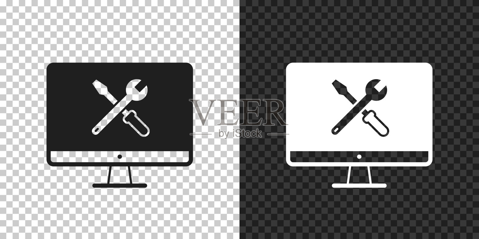 桌面电脑设置 - 工具。设计图标在空白背景上插画图片素材