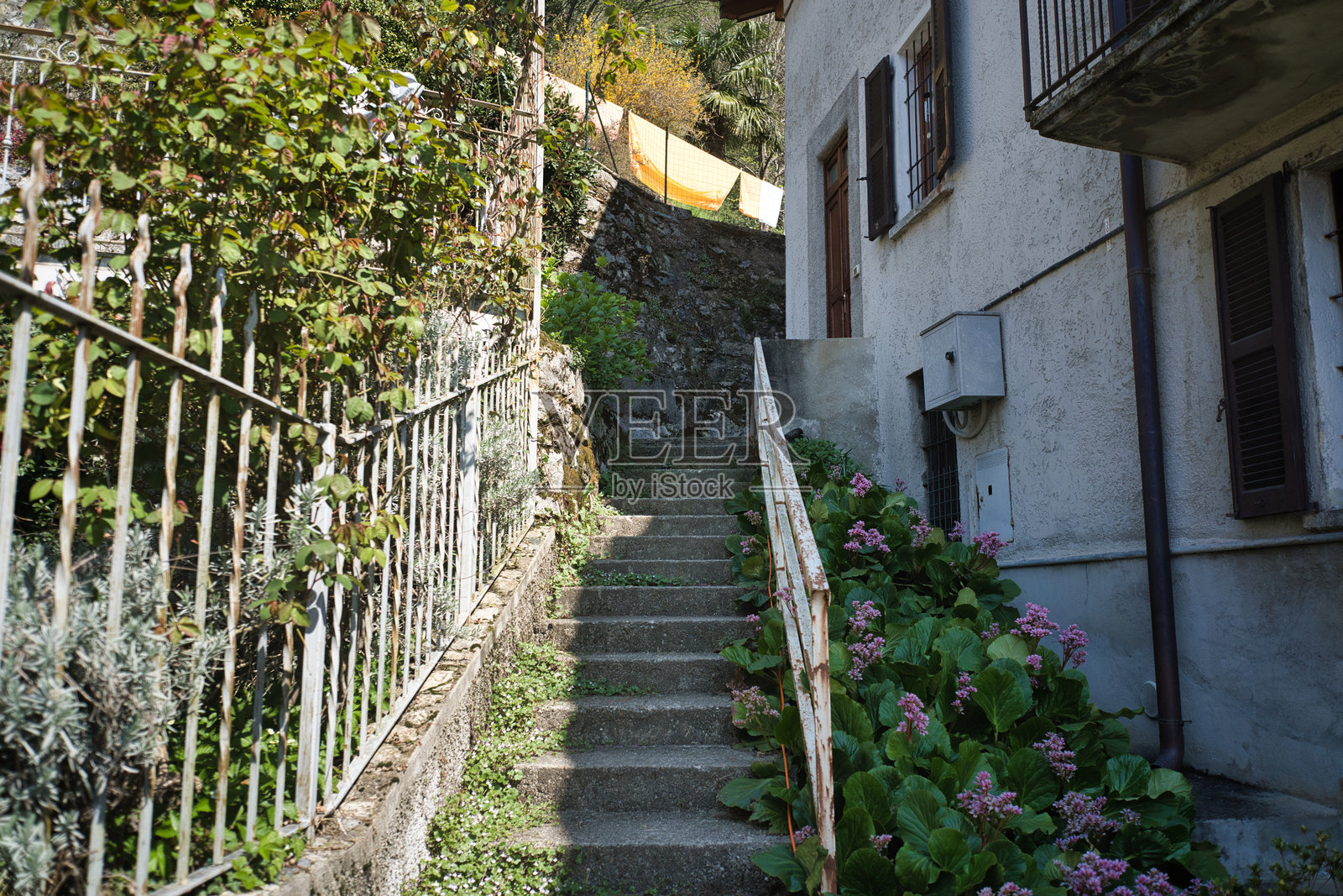 意大利科莫湖的小镇细节照片摄影图片