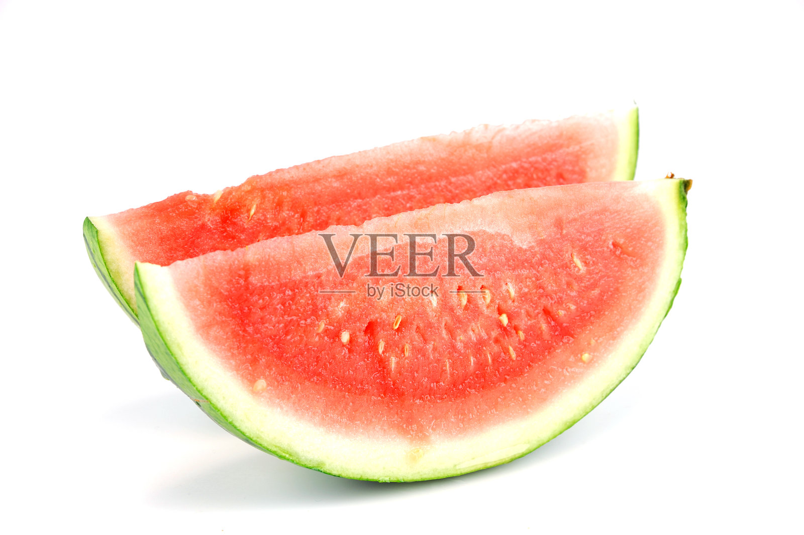 切好的新鲜西瓜，孤立在白色背景上照片摄影图片