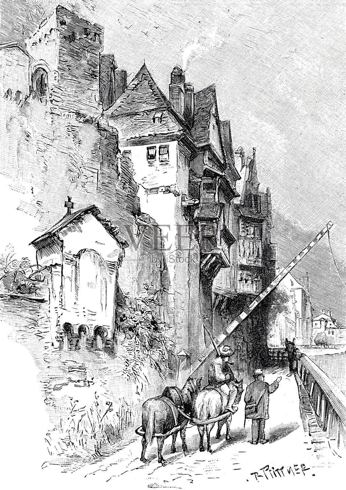 德国科赫姆的街道插画图片素材