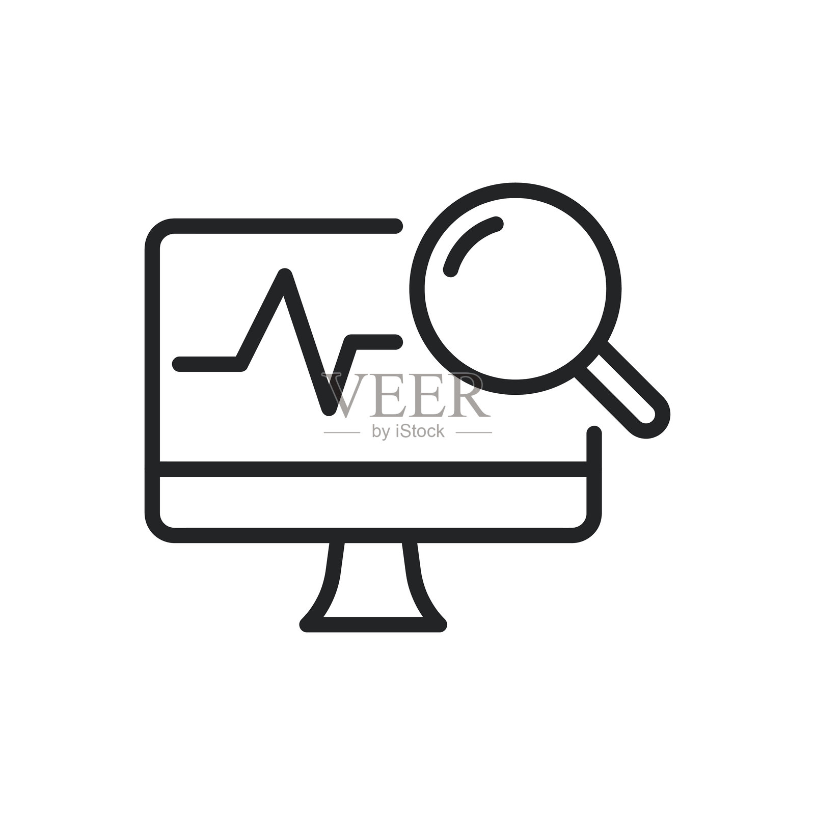 分析细线图标。可编辑的线条和完美像素，透明背景。插画图片素材