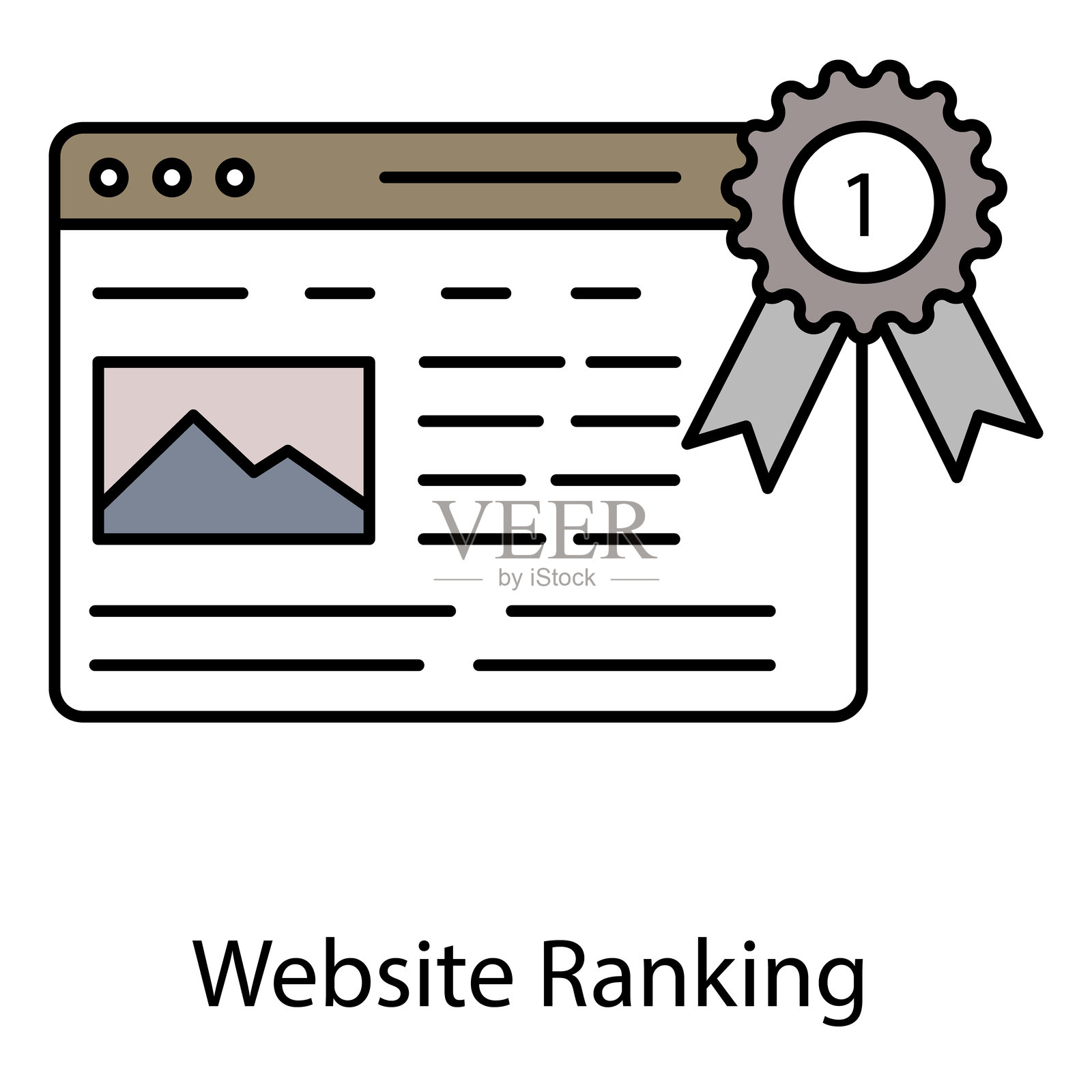 网站排名矢量图标显示关键词优化、有机增长和SEO结果插画图片素材