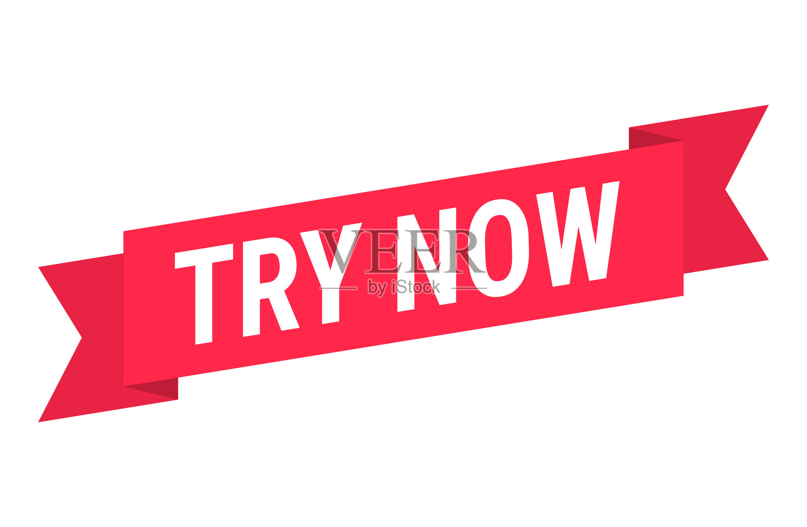 立即尝试 - 白色背景上的红色横幅插画图片素材