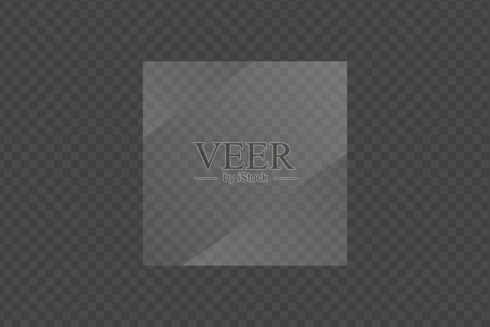 逼真的透明平面玻璃、窗户或镜子，带透明背景插画图片素材