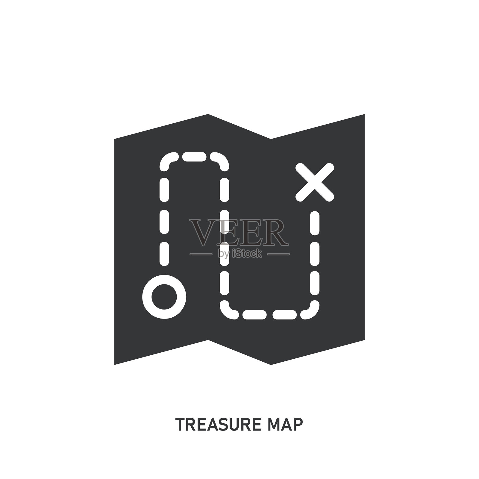 宝藏地图图标，实心图标，可广泛应用，简单、像素完美且现代风格。插画图片素材