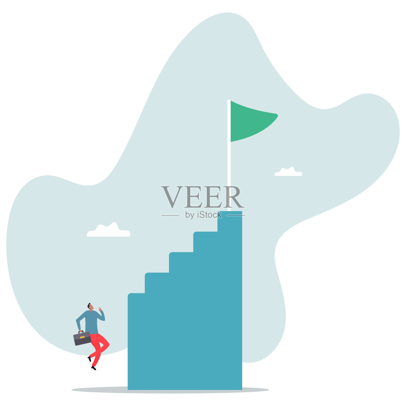 创业的第一步是最难的，学习曲线或克服困难，挑战在于工作中取得成功。设计角色。插画图片素材