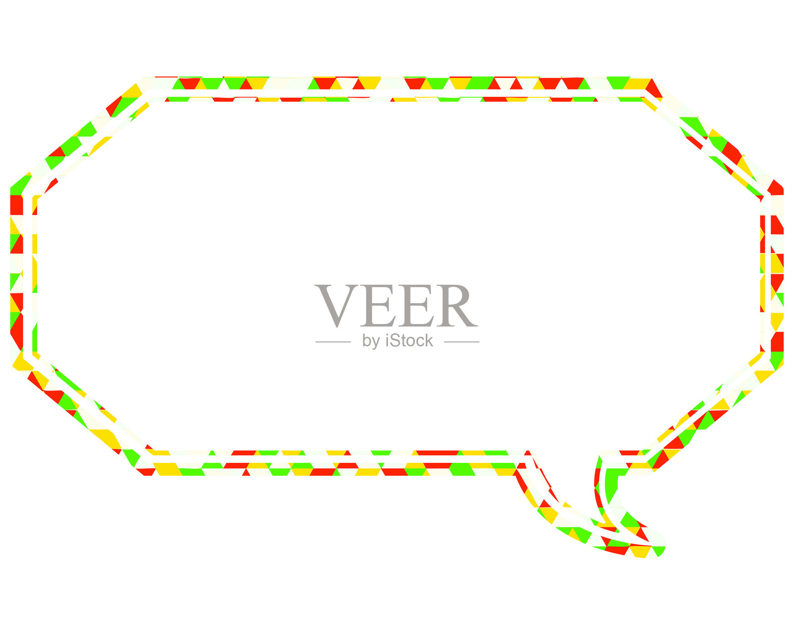 彩色玻璃风格的对话气泡，三角形图案，拉长的八边形插画图片素材