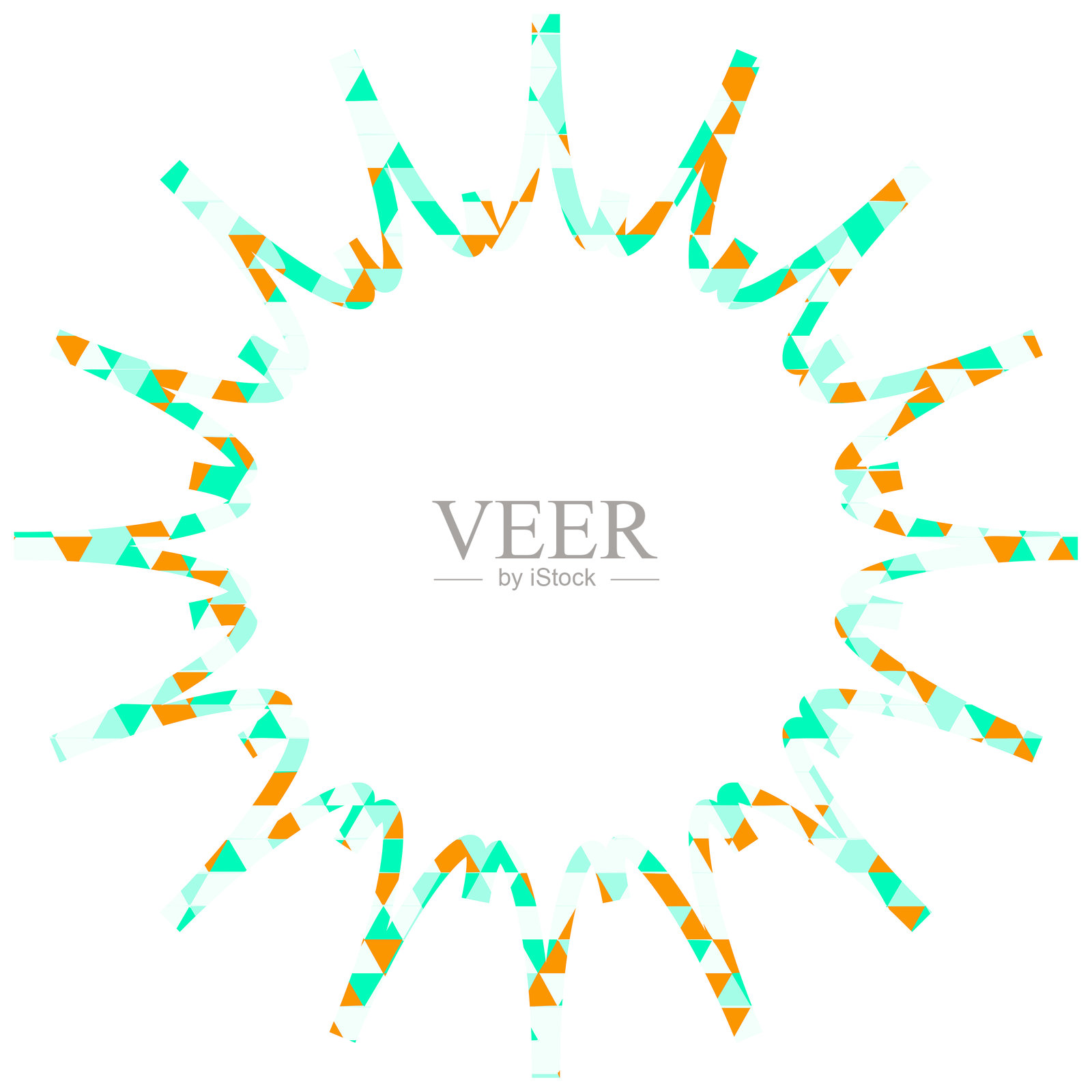 彩色玻璃风格的对话气泡，三角形图案，锯齿形状插画图片素材