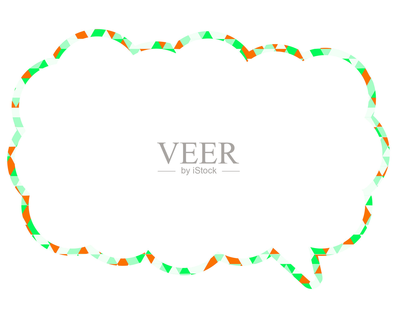 彩色玻璃风格的对话气泡，三角形图案，拉长的云朵形状插画图片素材