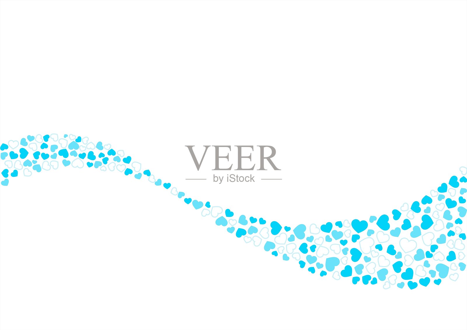 心形图案背景，三种浅蓝色，边框和纯色，心形插画图片素材