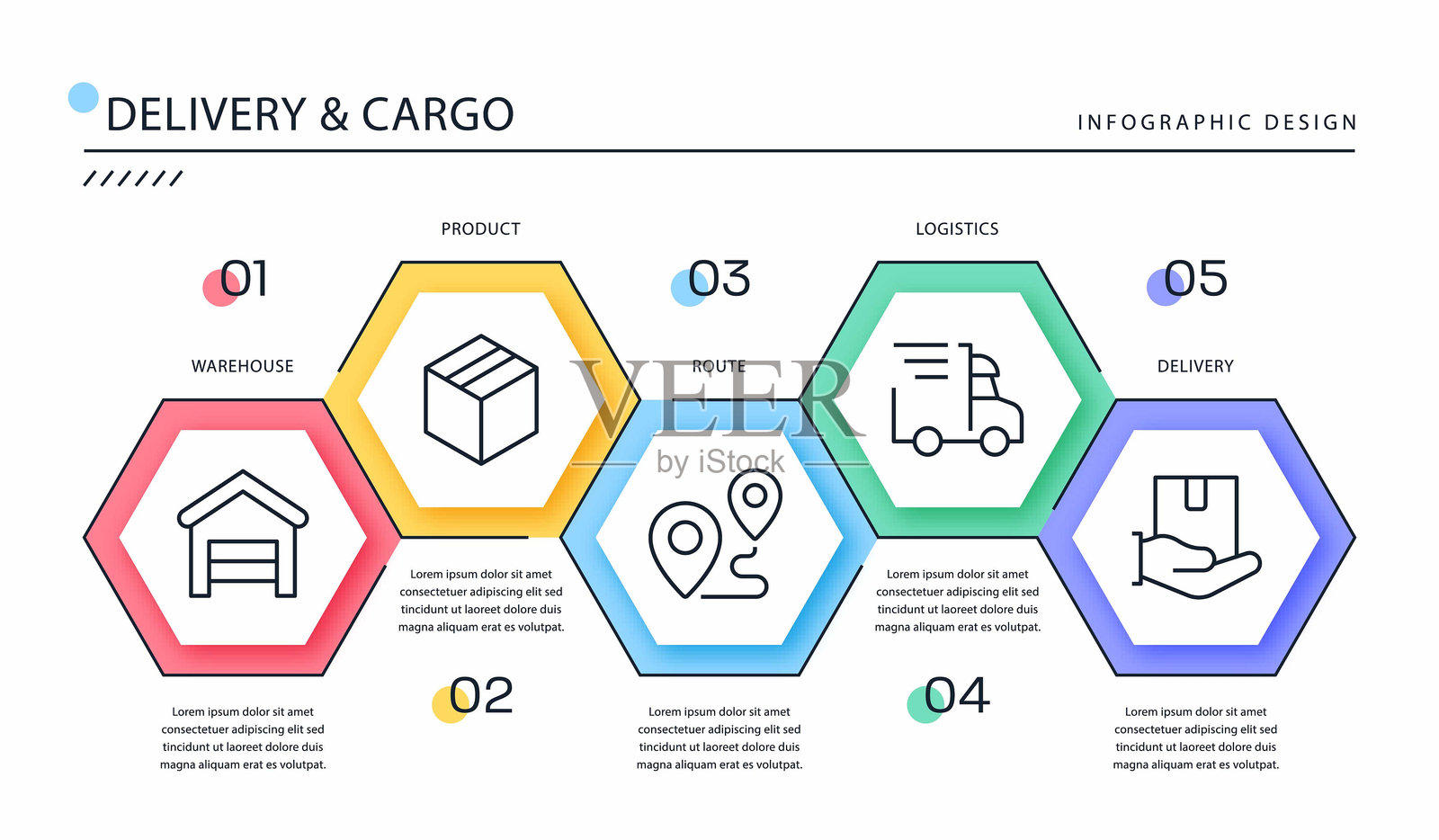 交付与货物信息图模板。插画图片素材