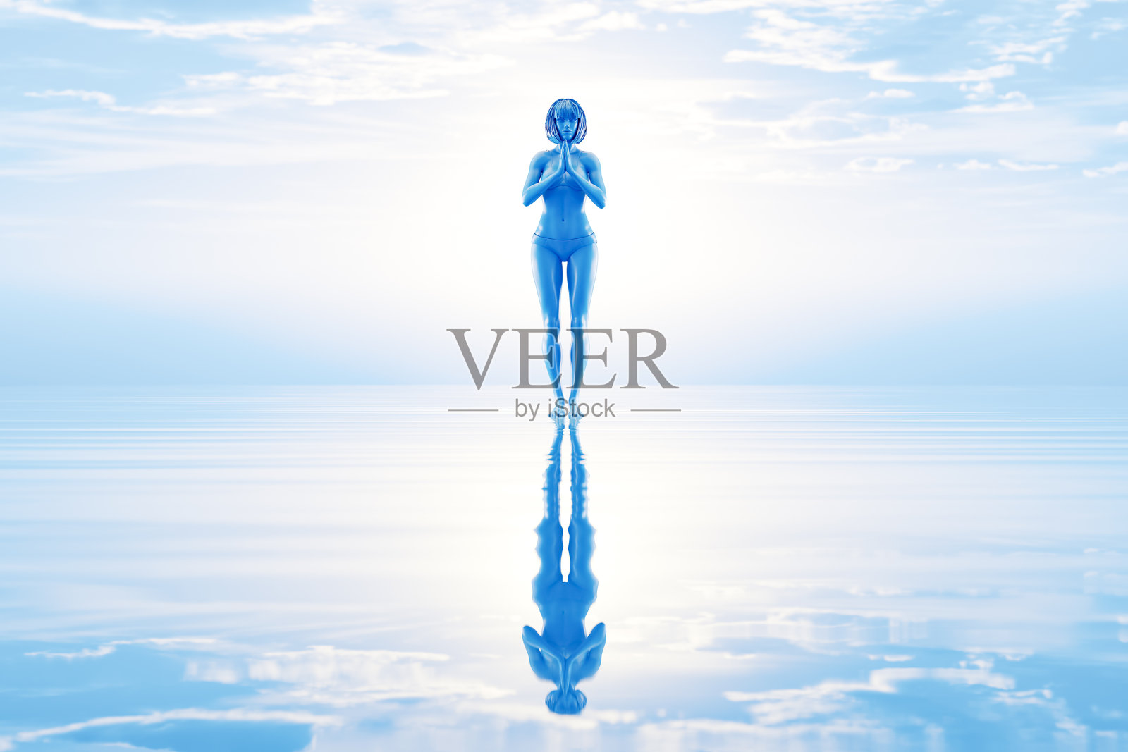 年轻健康的女性在海边练习瑜伽照片摄影图片