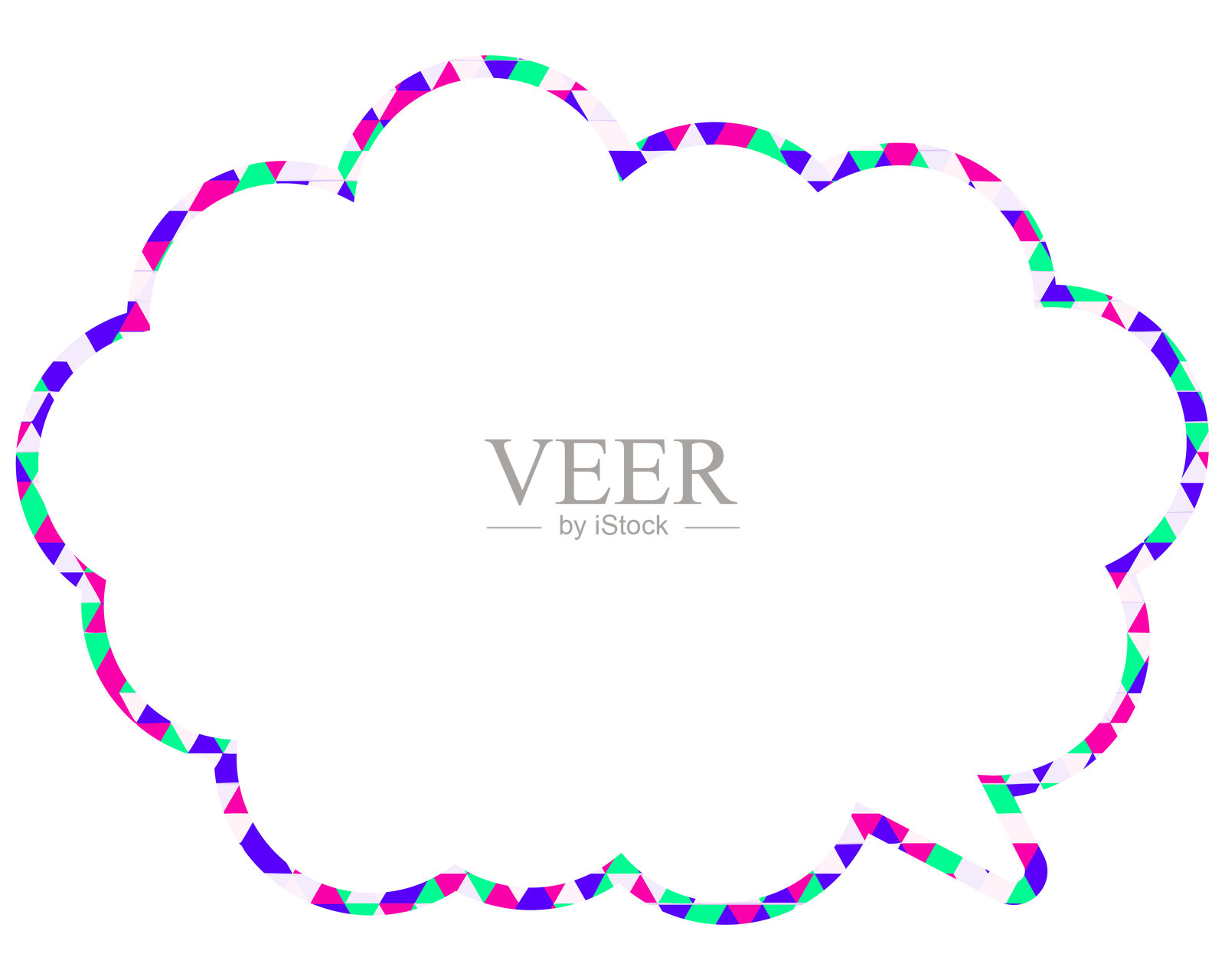 彩色玻璃风格的对话气泡，三角形图案，圆润的云朵形状插画图片素材