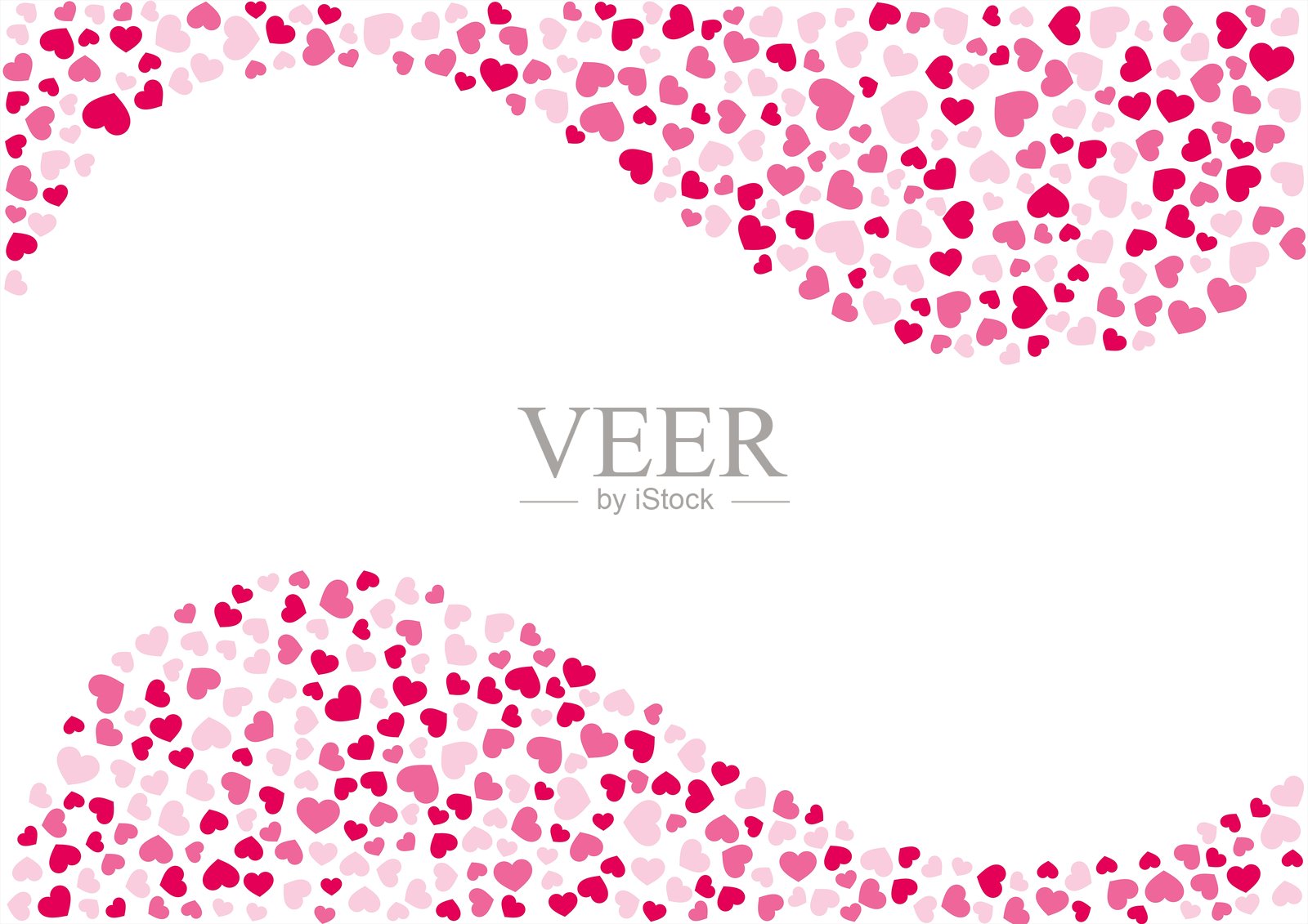 红色心形图案背景，三种颜色的心形插画图片素材