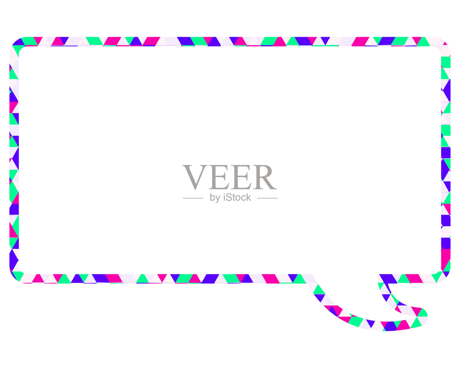 彩色玻璃风格的对话气泡，三角形图案，正方形插画图片素材