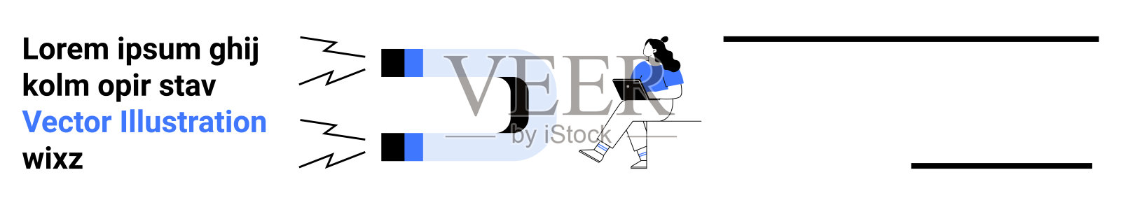 在线营销和网站互动中，笔记本电脑用户的磁性吸引概念插画图片素材