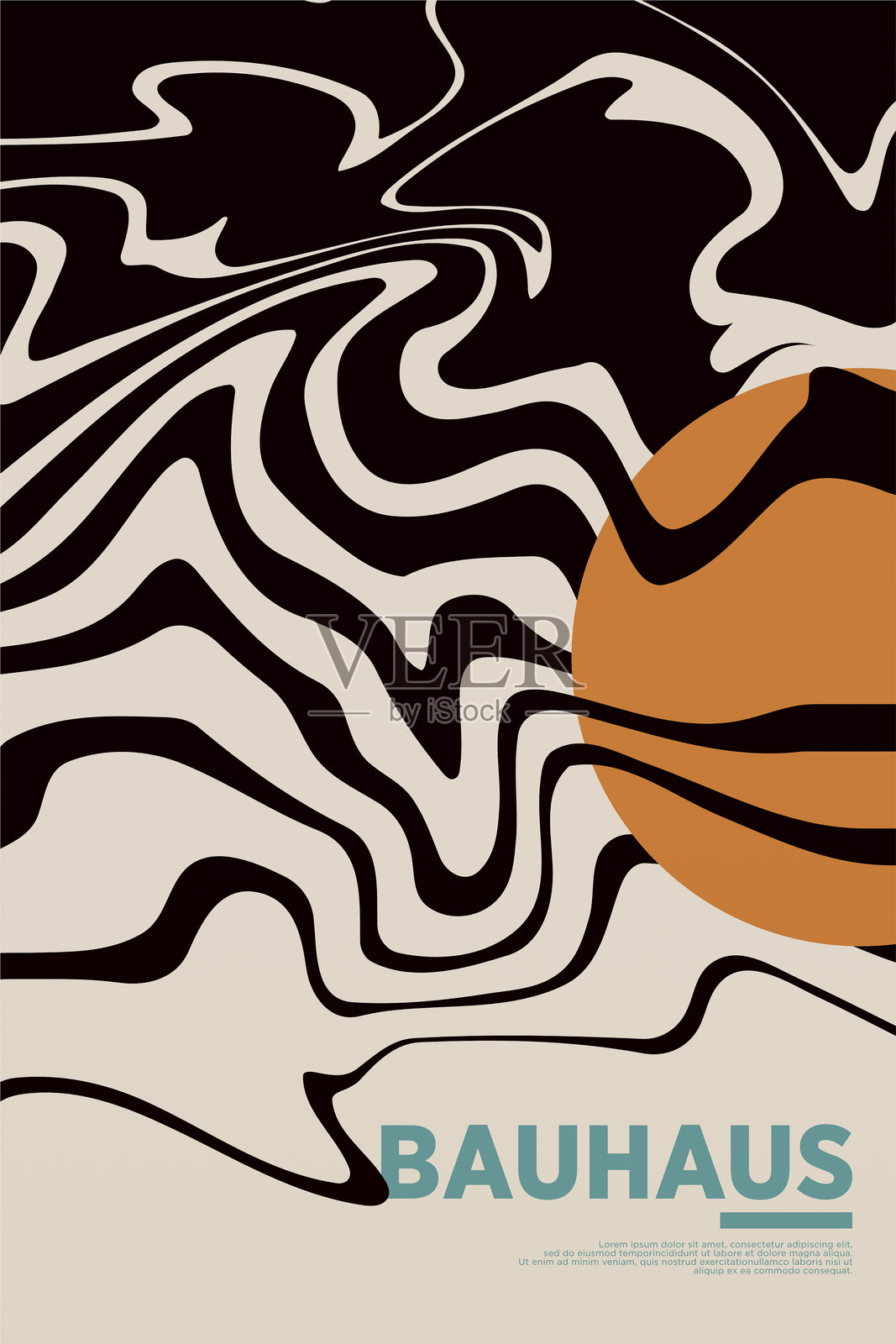 中世纪现代包豪斯波浪墙面艺术装饰插画图片素材