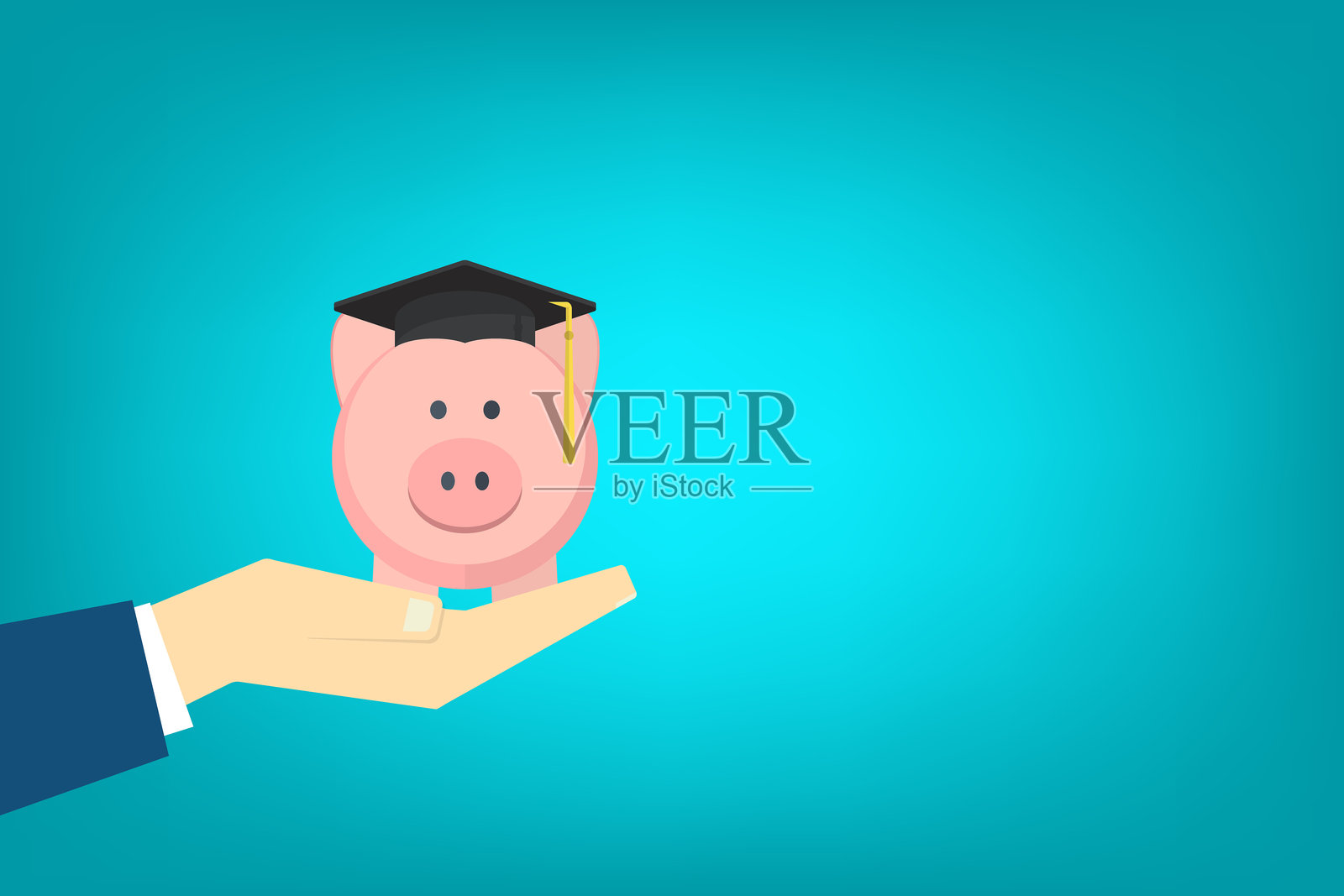 毕业成本，昂贵的教育，奖学金贷款预算，教育储蓄和投资概念。扁平设计的储蓄罐。插画图片素材